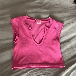 Hot Pink Knit Cropped Tank Top